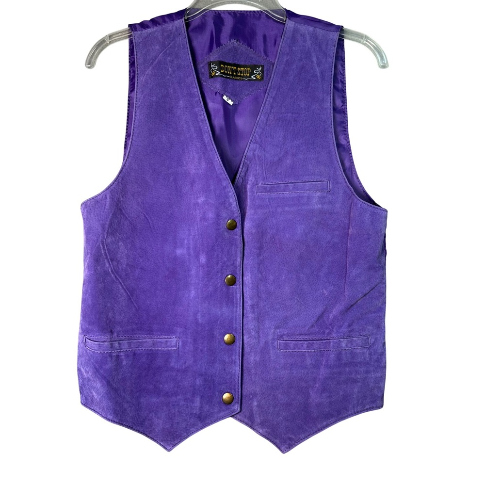 Don't Stop Classics Purple Suede Vest Western Boho Vintage Small Purple Hippie